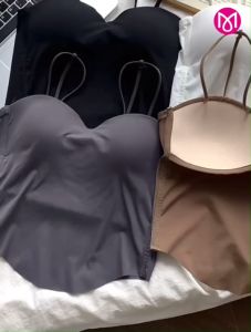 บราสายเดี่ยว ซับในครึ่งตัว ครอปสายเดี่ยวชายเว้า ไร้ตะเข็บ ฟองน้ำในตัว รุ่น L1080