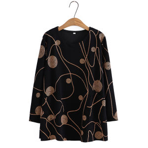 Special Body Fat Mom Spring and Autumn Clothing Long Sleeves T-shirt Middle-Aged and Elderly Women Loose Plus Size Tops Middle-Aged 110.00kg Mother-in-Law Small Shirt