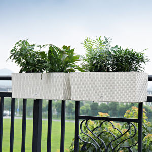 Balcony Layout Terrace Garden Decorative Railing Flower Hanging Basin with Shelf Rectangular Planter Hanging Fence Hanging Rack