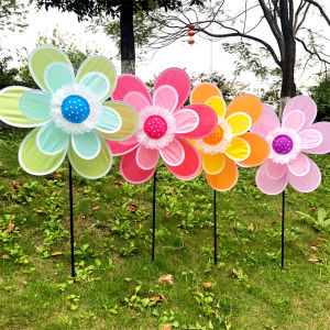 Macaron Double Layer Six Leaf Cloth Windmill Property Decoration Kindergarten Sports Meeting Entrance Dance Props Toy Windmill