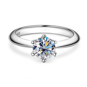 Certified Moissanite Ring VVS1 Lab Diamond Solitaire Ring For Women Engagement Promise Wedding Band Jewelry