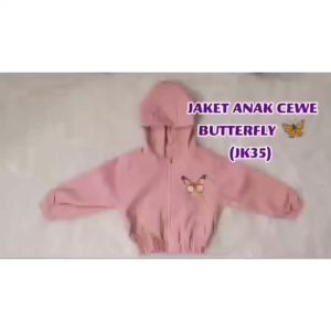 Jaket Anak Perempuan Motif Butterfly & Jaket Anak Bahan Taslan Hoodie Anak Zipper JK35