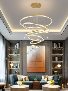 Modern Minimalist Large Chandelier for Living Room Mid-Terrace Staircase Light Ring Luxury High-Rise Loft Ceiling Light
