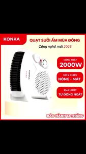 Quạt sưởi Konka 2000W - Máy sưởi Quạt sưởi mini 2 chiều công suất cao 2000W - Làm nóng tức thì - An toàn cho bé - Chống cháy nổ