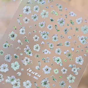 1Pcs 5D Embossed Cherry Blossom Nail Stickers Pink Blue Yellow Purple Sakura Self-Adhesive Nail Decals for Women Spring Manicure
