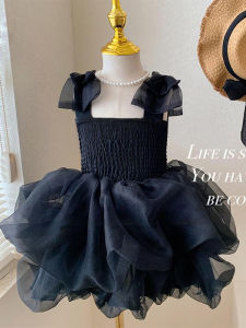 สไตล์เจ้าหญิง ผ้าฝ้าย ผ้าทูลล์ สายคล้อง ฤดูร้อน งานเลี้ยงวันเกิด เดรส สําหรับเด็กผู้หญิง เสื้อผ้าเด็ก น่ารัก Frou Frou กระโปรง Kids เดรส Es