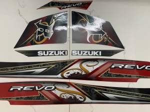 Bộ tem Suzuki Revo màu đỏ hàng nhập Thái Lan chất lượng cao dành trang trí riêng cho dòng xe này tem in lụa màu sắc cực đẹp và bềngiá bán cực tốt bán lẻ như bán sỉ