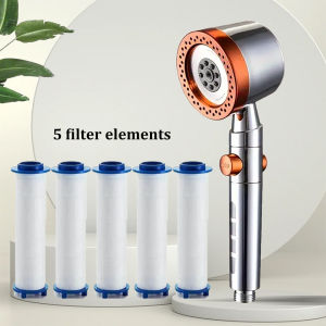 5 Modes High Pressure Handheld Shower Head Water Saving Filter Showerhead with One‑Click Water Stop Bathroom Shower Accessory