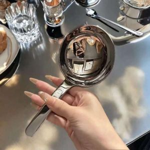 201 Stainless Steel Soup Ladle Deepened Tablespoons Short Handle Large Ramen Bouillon Spoon Kitchen Cooking Utensil Tableware
