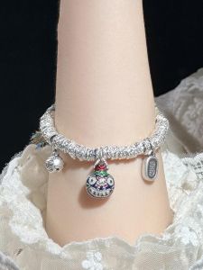 Handmade Heavy Work S925 Silver Bracelet Womens Birthday Gift Lucky Charm Woven Bracelet Fashionable Jewelry Accessory