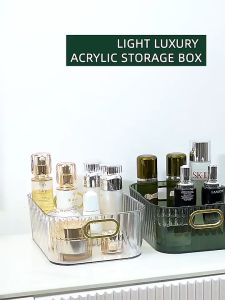 Desk Storage Basket Sundries Storage Box Acrylic Finishing Organizer Desktop Snack Storage Box Kitchen Storage Bin with Portable Handles