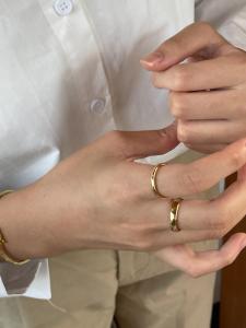 New 2024 Colorfast Ins Blogger Tungsten Steel Thin Thick 18K Gold Ring Mens Womens Couple Korean Style Fashion Jewelry