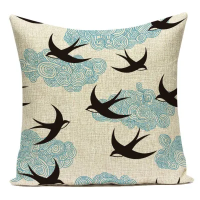 Custom Logo Swallow Pattern Modern Minimalist Chinese Style Living Room Office Pillow Cushion