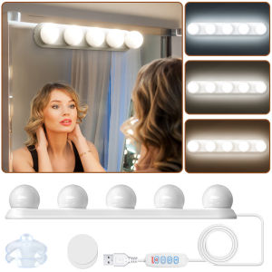 Makeup Mirror LED Light Bulbs Vanity Lights USB Adjustable Brightness and Colour Temperature Bathroom Dressing Table Lighting
