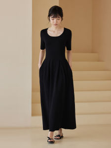 hacikis | Hepburn Style Waist-Cinching Slimming High-Elasticity Ice Silk Breathable Dress