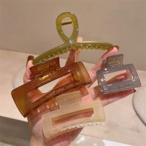 Elegant Brown Green Shark Bite Hair Claw Pure Color Korean Style Fashionable Hair Accessories Simple Minimalist Ins Hairpins