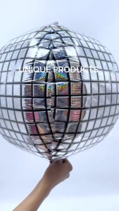 1 Pc 4D Disco Foil Orbz Sphere Balloons 1Unit Belon Sfera Kerajang Disko 4D Mirror Balloon