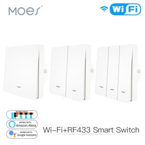 WiFi Smart Wall Light Switch RF433 Push Button Transmitter Smart life Tuya App Remote Control Works with Alexa Google Home