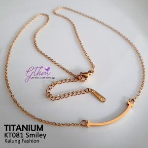 Kalung Titanium Smiley Keren Lucu Awet Anti Karat Perhiasan Fashion Import Premium kt081