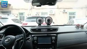 Car Fan Portable USB Auto Cooling Car Fan Truck Vehicle Ventilation Fans 360 Rotatable Dual Headed Fan