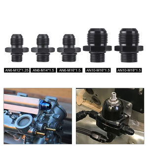 Black Anodized Straight Aluminum Male Flare AN6 to M12*1.5 M14*1.5 M16*1.5 M18*1.5 Male Metric Thread Pipe Fuel Fitting Adapter