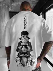ONE PIECE Luffy Ace Sabo Harajuku Áo Thun Mùa Hè Nam Cotton Thể Dục Quá Khổ Vintage Phố Dạo Phố Dáng Rộng Tay Ngắn