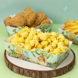 GeeParty 6pcs Cute Dinosaur Food Trays Triceratop Printed Snack Fries Tray for Birthday Party Needs Snack Box