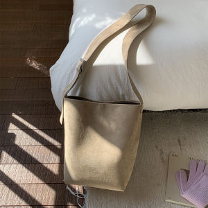 Fashionable Suede Bucket Bag Womens Single Shoulder Underarm Bag Autumn Winter New Style Daily Commuting Quality Crossbody Bag
