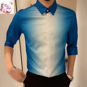 Sơ mi nam Áo sơ mi nam chất liệu cotton in màu đặc chưng trẻ trung nam tính tay lỡ sành điệu mã H62