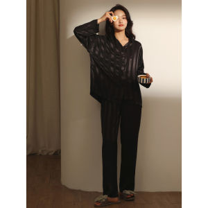 me home wear | Silk Satin Stripe Women Pajama Set