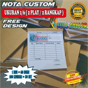 Nota Custom 1 Rim Ukuran 1/6 2 Ply Nota Nama Toko Sendiri / Nota Toko Nota 1 Rim Y&H Yudha Grafika
