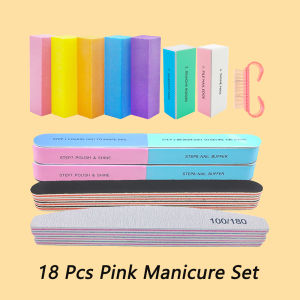 18pcs/set Nail Buffer Kit Professional Nail File Block Nail Sanding Sponge Buffing Polishing Manicure Tools Set For Salon