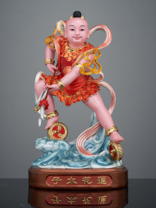 Lotus Prince Three Son God Statue Resin Na Zha Three Son Zhong Tan Commander Home Worship Buddha Statue Decorative Ornaments