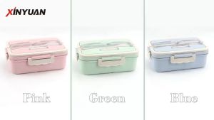 Trendy All In One BPA free Compartments Lunch Box with Cutlery Set Microwave Safe Leakproof Office Lunch Box Student Meal Box