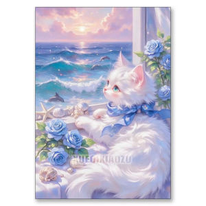 BILIBILI | 5D Diamond Painting Cat Lover Gift DIY Full Drill Mosaic Cross Stitch Art Craft Kit Anime Style Home Wall Decor for Living Room