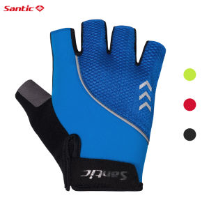 Santic ถุงมือปั่นจักรยานครึ่งนิ้ว ถุงมือจักรยานเสือภูเขา จักรยานถนน ระบายอากาศ แผ่นรองรับแรงกระแทก กันลื่น K3P136