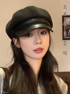 Fancy Autumn and Winter Peaked Cap Female K-style Easiest for Match British Painter Beret Face-Showing a Little Cloud Octagonal Newsboy Cap
