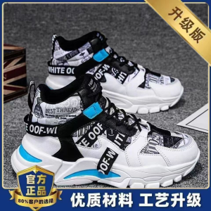 Trendy High-Top Dad Shoes Mens Winter Anti-Slip Sports Sneakers Breathable Mesh Lined Comfortable Casual Shoes for Teens