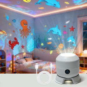 LED Ocean Projector Lamp with Dynamic Night Animal Patterns - Atmosphere Light for Room Party Decoration And Gifts