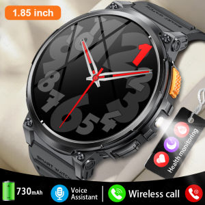 LIGE 1.85inch HD Screen Smart Watch Men Flashlight Bluetooth Call 730mAh Large Battery LED Light Outdoor Sport Smart Watches For Men + Box