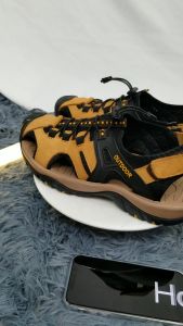 TWICE Men Hiking Sandals Genuine Leather Sandals Summer Male Sandal Casual Leather Beach Sandals