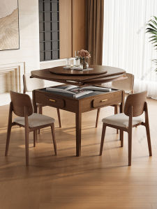 Ruiteng round Table Automatic Mahjong Machine Solid Wood Home Use Two-In-One Dining Table Integrated Machine Traditional Chinese Style