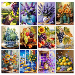 BILIBILI | Oil Painting By Numbers Vintage Fruit Floral Number Drawing Canvas DIY Pictures By Numbers Home Decor