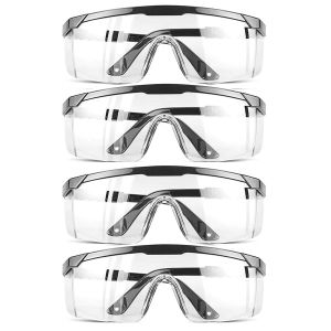 Safety Glasses Clear Anti-Fog Goggles Glasses Protective Eye Wear Industrial Approved Wide-Vision(4 PACK)