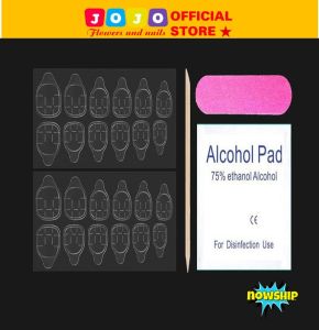 Bộ 24 Sticker miếng keo dán móng tay bằng Silicon kèm cây dũa móng đệm thấm cồn và que cậy móng tiện lợi