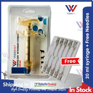 20 ml Viddavet Fiberglass syringe + 10 pcs SharpVet stainless needles stainless needle stainless needle for syringe