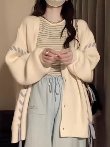 ย้อนยุค นุ่ม เสื้อสเวตเตอร์ถัก ผู้หญิง หลวม Lazy Style Open คาร์ดิเกน ดีไซน์ หลากหลาย แจ๊กเก็ต อินเทรนด์ คอวี เสื้อแขนยาว