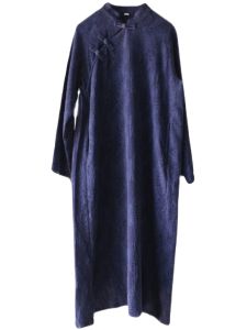 Big Sale Leak-Picking ~ New Chinese Style Retro Buckle Cotton and Linen Dress Graceful Improved Cheongsam Long Sleeves Linen Long Skirt