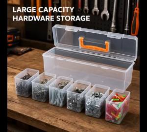 7pcs Multi-functional Household Hardware Tool Box Transparent Portable Sorting Box For Screws Wrenches Hardware Accessories