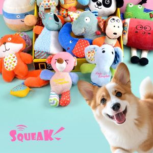 Self-Play Squeaky Plush Dog Toy - Cute Animal Design Recommended for Small/Medium Dogs/Large Dogs